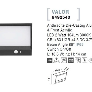 Aplica cu senzor de miscare, iluminat exterior VALOR 206002 universul-luminii.ro