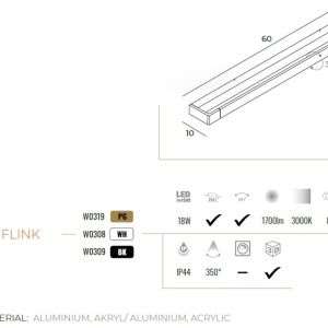 Aplica de perete baie cu protectie IP44, FLINK L-60cm, auriu 211682 universul-luminii.ro