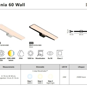 Aplica de perete baie LED Moodmaker IP44 Tinia 60 negru 221132 universul-luminii.ro