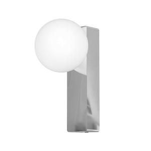 Aplica de perete baie, metal cromat cu glob de sticla alba Boletta IP44