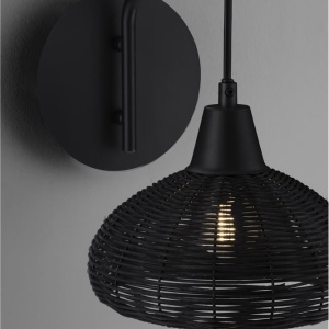 Aplica de perete boho style design natural Fado negru 148212 universul-luminii.ro