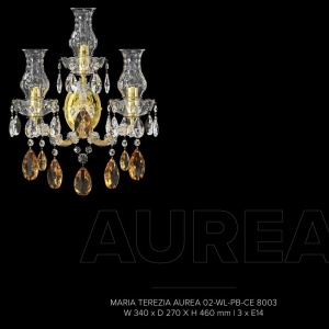 Aplica de perete Cristal Bohemia Exclusive 3 brate MARIA TEREZIA AUREA - Img 2