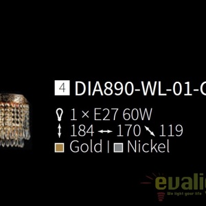Aplica de perete cristal design elegant Palace auriu MYDIA890-WL-01-G - Img 4