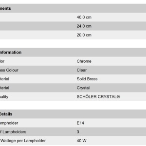 Aplica de perete cristal Schöler design de lux Sheraton 3L, chrome 96422 universul-luminii.ro
