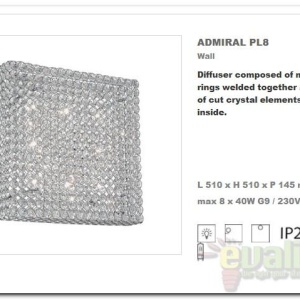 Aplica de perete cristal Venezian dim. 51x51cm ADMIRAL PL8 Cromo 47372 universul-luminii.ro