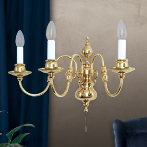 Aplica de perete cu 3 brate design clasic FLAMISCH, alama lucioasa 163602 universul-luminii.ro