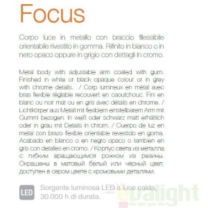 Aplica de perete cu brat flexibil, finisaj alb, LED FOCUS AP1 097183 61352 universul-luminii.ro