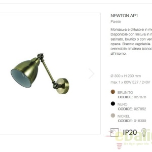 Aplica de perete cu brat reglabil, finisaj brunito, NEWTON AP1 027876 61712 universul-luminii.ro