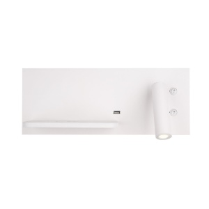 Aplica de perete cu spot LED, lumina ambientala, mufa USB si incarcare wireless, SUPERIOR alb