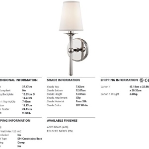 Aplica de perete design clasic ISLIP nichel lucios - Img 3