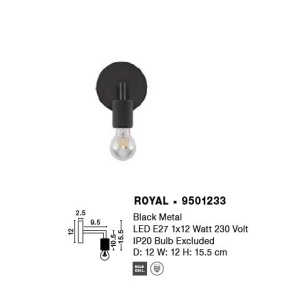 Aplica de perete design decorativ ROYAL negru 137192 universul-luminii.ro