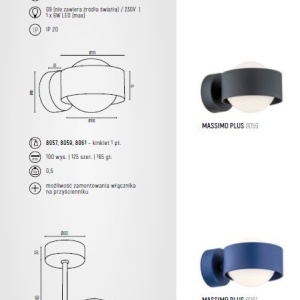 Aplica de perete design minimalist Massimo plus albastru - Img 3