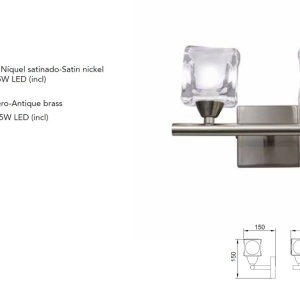 Aplica de perete design modern CUADRAX 2L nickel 139212 universul-luminii.ro