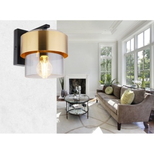 Aplica de perete design modern MILLEY negru, auriu 114032 universul-luminii.ro
