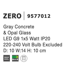 Aplica de perete design modern ZERO beton gri NVL-9577012 197462 universul-luminii.ro