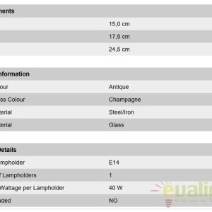 Aplica de perete design rustic Matteo WA 2-1040/1 Antik OR - Img 2