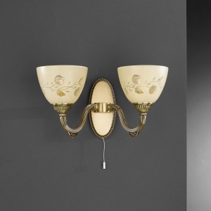 Aplica de perete din alama 2 brate design italian 6258 102192 universul-luminii.ro