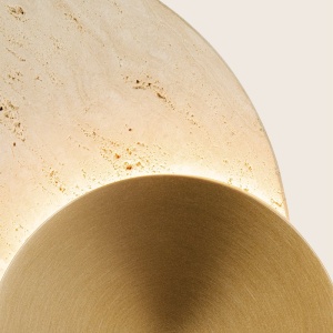 Aplica de perete din travertin si disc auriu LED VETRO - Img 6