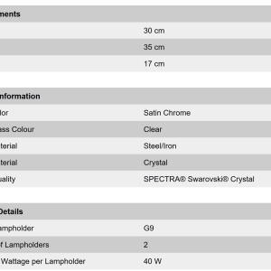 Aplica de perete eleganta de lux cristal Swarovski Eremitage satin chrome 96112 universul-luminii.ro
