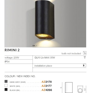 Aplica de perete exterior ambientala IP54 RIMINI 2 negru 173442 universul-luminii.ro