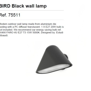 APLICA de perete exterior cu protectie IP44, BIRD neagra 75511 49502 universul-luminii.ro