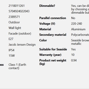 Aplica de perete exterior design nordic IP54 Aludra seaside maro 215922 universul-luminii.ro