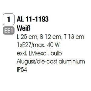 Aplica de perete exterior, protectie IP54, Shell alb 95102 universul-luminii.ro