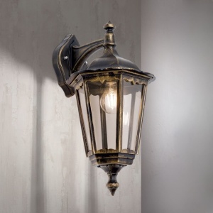 Aplica de perete exterior stil clasic IP43 Puchberg AL 11K/82571 schwarz-gold/rauch OR 631312 universul-luminii.ro