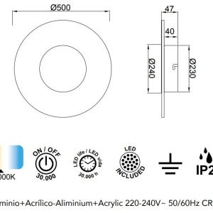 Aplica de perete iluminat ambiental LED Jewel White 50cm 220022 universul-luminii.ro