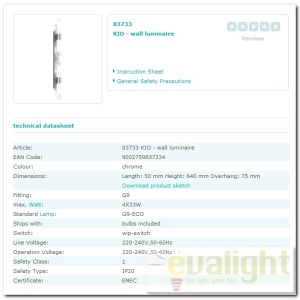 Aplica de perete Kio 83733 EL 68762 universul-luminii.ro