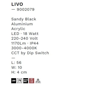 Aplica de perete LED baie IP44 LIVO neagra - Img 8