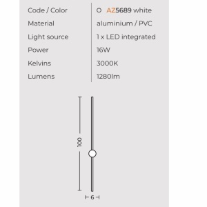 Aplica de perete LED design liniar GRAZIANO 100 alb - Img 2