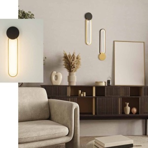 Aplica de perete LED design modern Ring negru/ auriu - Img 3