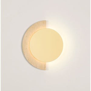 Aplica de perete LED metal auriu si travertin MOLLI 21cm