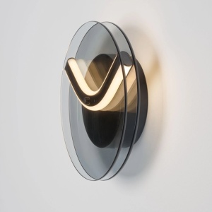 Aplica de perete LED metal negru cu sticla fumurie, HALLEY - Img 5