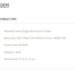 Aplica de perete LED stil minimalist EDEM bej 152642 universul-luminii.ro