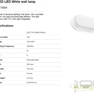 Aplica de perete LED terasa exterior FRED alba 70664 48082 universul-luminii.ro