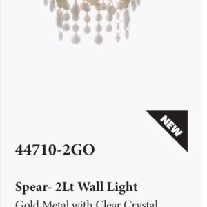 Aplica de perete metal auriu, cristale din sticla Spear 627022 universul-luminii.ro