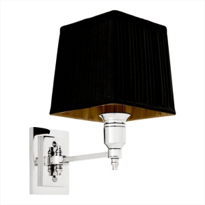Aplica de perete moderna LUX, finisaj nickel cu abajur negru, Lexington Single 108934 HZ