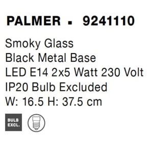 Aplica de perete moderna PALMER fumuriu 104512 universul-luminii.ro