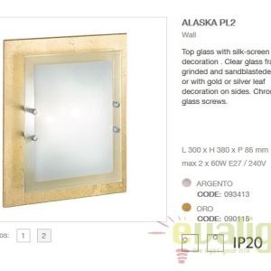 Aplica de perete,Plafonier dim. 30x38cm ALASKA PL2 auriu 090115 43252 universul-luminii.ro