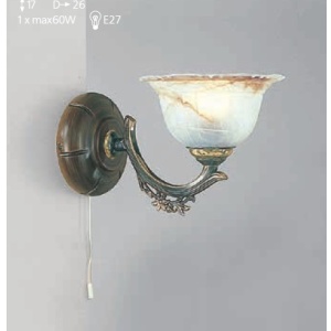 Aplica de perete rustica design italian din alama cu lemn 2801 202982 universul-luminii.ro
