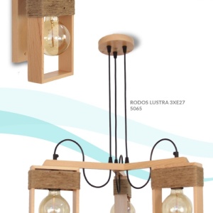 Aplica de perete rustica fabricata manual din lemn Rodos 105002 universul-luminii.ro