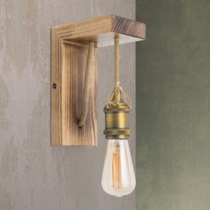 Aplica de perete stil vintage lemn / sfoara / metal antique Bassena 96102 universul-luminii.ro