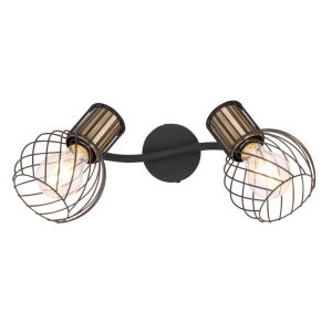 Aplica de perete / tavan cu 2 spoturi design industrial ARGUSTO negru, auriu 210582 universul-luminii.ro