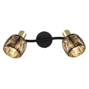 Aplica de perete / tavan cu 2 spoturi design modern INDIANA auriu, negru 210692 universul-luminii.ro