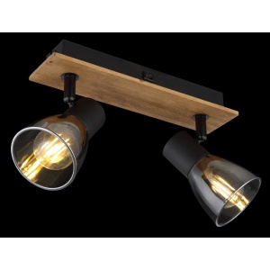 Aplica de perete / tavan cu 2 spoturi directionabile design modern CLAUDE negru, maro 114312 universul-luminii.ro