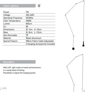 Aplica de perete tip pendul LED stil minimalist Olja - Img 4