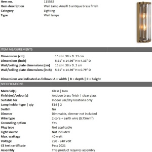 Aplica design elegant LUX Amalfi S, alama antica 115582 HZ 199762 universul-luminii.ro