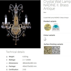 Aplica eleganta, design LUX Cristal Bohemia Exclusive NADINE II. CE 59272 universul-luminii.ro